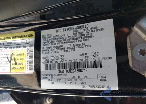 2016 Ford Fusion Hybrid Se from USA, damaged, VIN 3FA6P0LU2GR308243